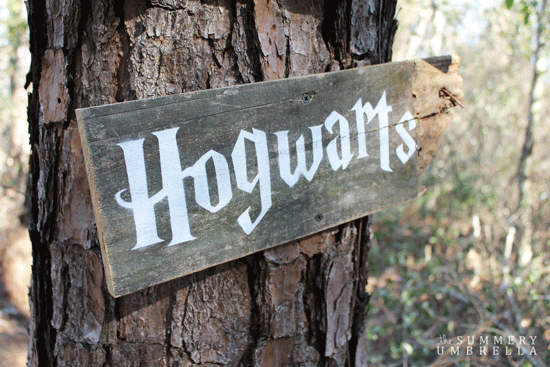 hogwarts wood sign