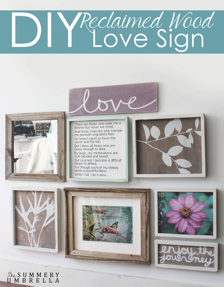 the DIY love wood sign on a Gallery Wall