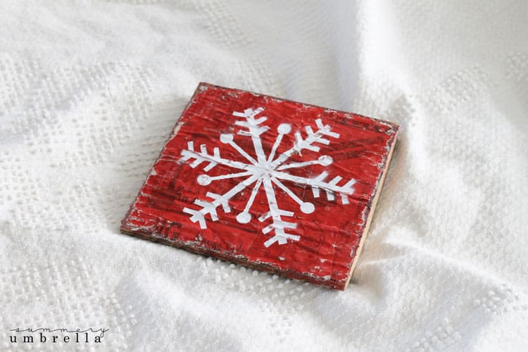 DIY red snowflake sign