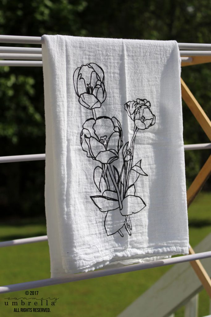 diy screen printing tulip flour sack