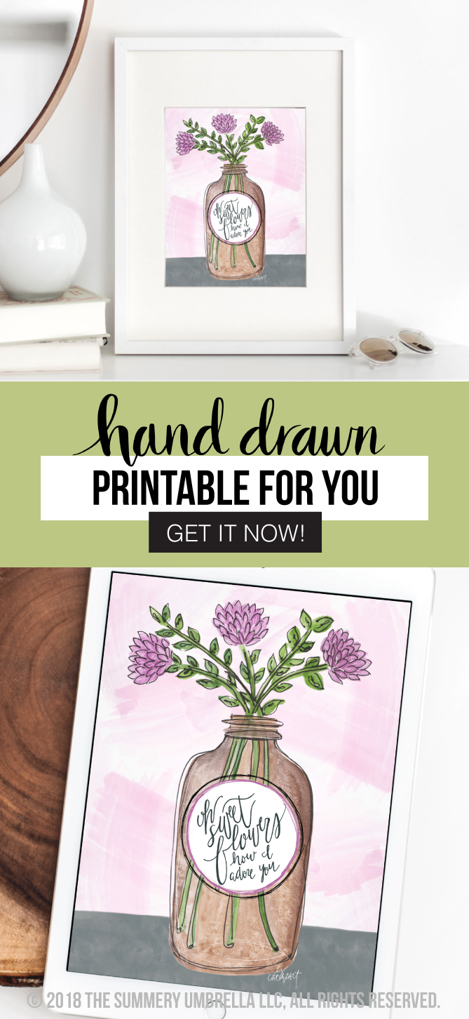 Add an unique twist of something rustic combined with a modern flair to your home decor with this gorgeous Vintage Brown Jar with Flowers Printable! Enjoy this free printable download (for a limited time). Grab it now! #printable #flowerprintable #artprintable