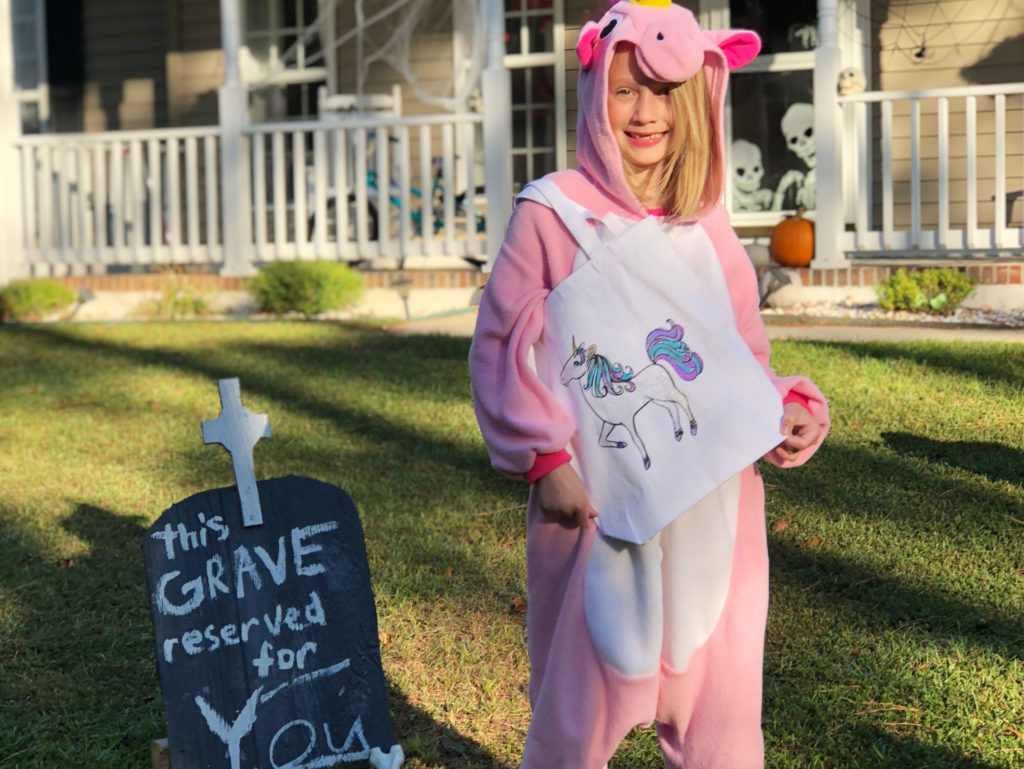 diy halloween bag unicorn