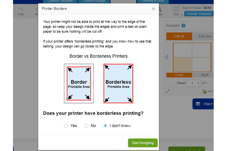 screenshot of Avery Design & Print app to make printable valentine's day cards