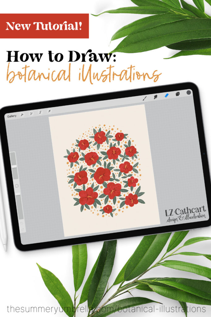 Are you a self-proclaimed plant lady that loves to draw? Learn how to digitally paint botanical illustrations with this fun and playful Procreate demonstration! #procreate #procreateapp #drawing #digitalart #digitalpainting #flowerart #botanicalillustrations